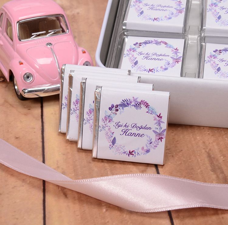 dogum gunu cikolatasi flower metal kutu 48 ad cikolatali 