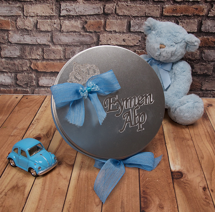 erkek bebek cikolatasi - isimli aynali 50 adet cikolata